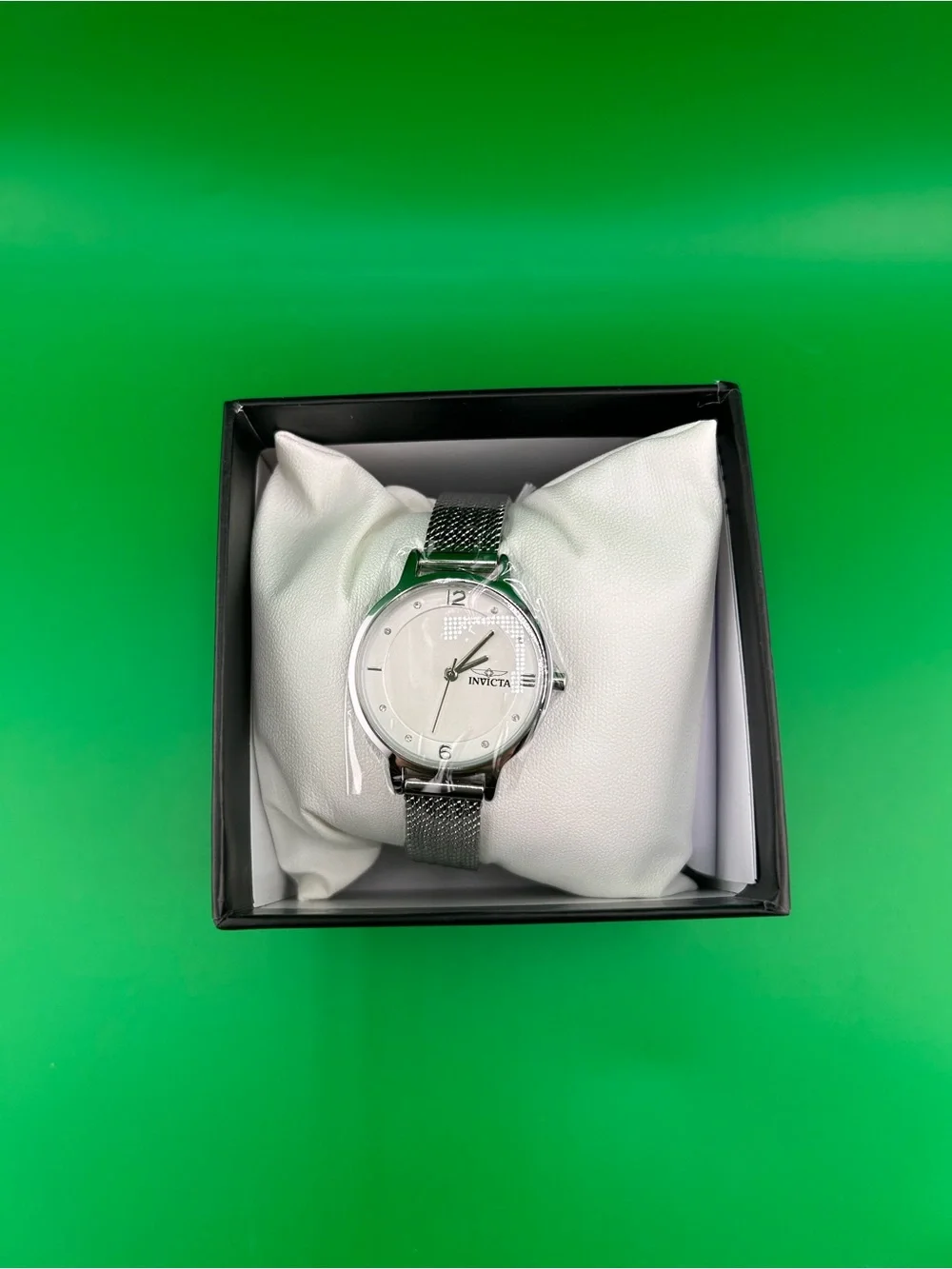 Invicta Silver Dial Watch with Green Mesh Strap (70291)